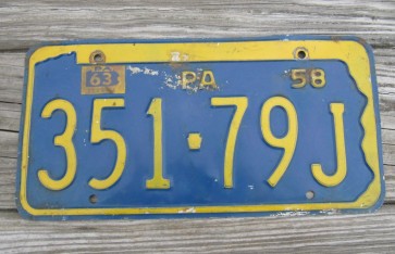 Pennsylvania State Shaped License Plate 1963 351 79J