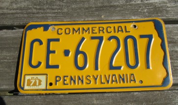 Pennsylvania State Shape License Plate 1971