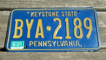 Pennsylvania Small Keystone State License Plate 2001