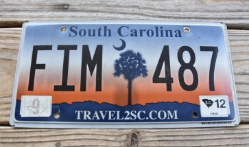 South Carolina Travel 2 SC Sunset License Plate 2012