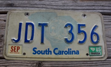 South Carolina State Outline License Plate 1985