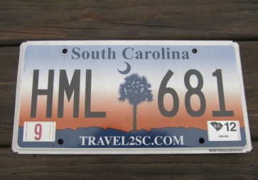 South Carolina Travel 2 SC Sunset License Plate 2012