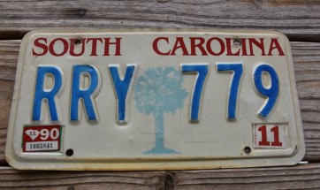 South Carolina Palm Tree License Plate 1990