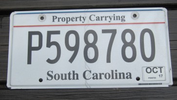 South Carolina Truck License Plate Property Carrying 2017