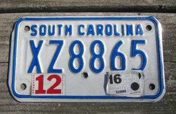 South Carolina Motorcycle License Plate 2016