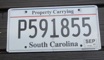 South Carolina Truck License Plate Property Carrying 2017