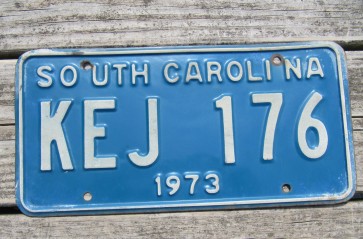 South Carolina Green White License Plate 1973
