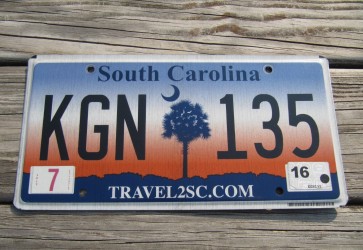 South Carolina Travel 2 SC Sunset License Plate 2016