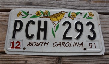 South Carolina Wren License Plate 1991