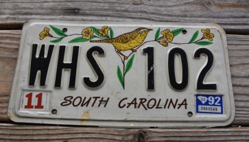 South Carolina Wren License Plate 1992