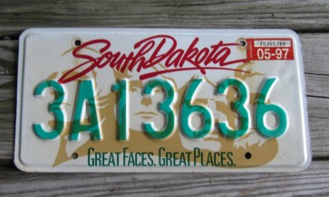 South Dakota Mount Rushmore License Plate 1997