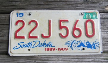 South Dakota Mount Rushmore License Plate 1991