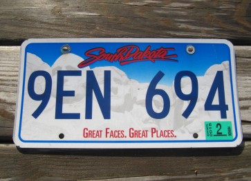 South Dakota Great Faces Great Places License Plate 2015