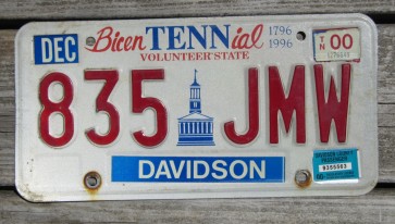 Tennessee Bicentennial License Plate 2000