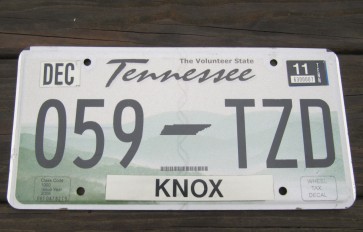 Tennessee Green Rolling Hills License Plate 2011 Knox County TN 