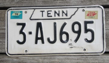 Tennessee Black White License Plate 1976