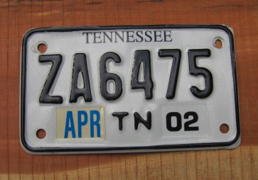 Tennessee Motorcycle License Plate 2002