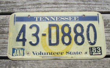 Tennessee State Seal License Plate 1983