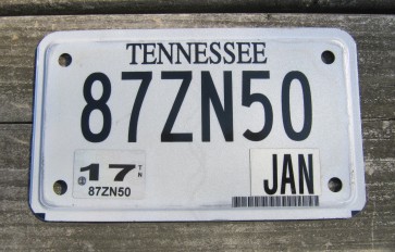 Tennessee Motorcycle License Plate 2017