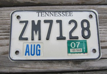 Tennessee Motorcycle License Plate 2007