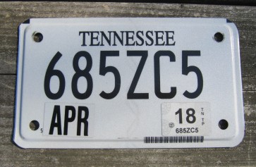 Tennessee Motorcycle License Plate 2018