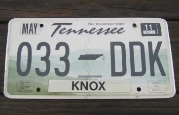 Tennessee Green Rolling Hills License Plate 2011 Knox County TN 