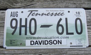 Tennessee Green Rolling Hills License Plate 2018