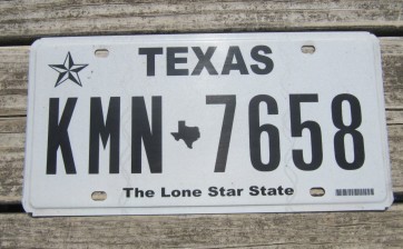 Texas White The Lone Star State License Plate  