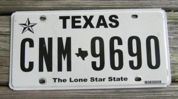 Texas White The Lone Star State License Plate  