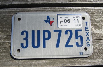 Texas Motorcycle License Plate 2011