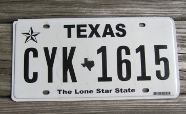 Texas White The Lone Star State License Plate  