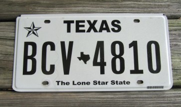 Texas White The Lone Star State License Plate  