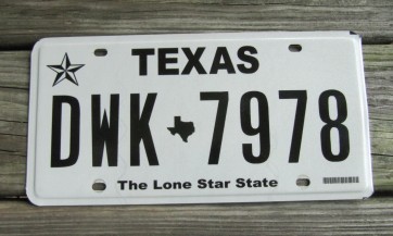 Texas White The Lone Star State License Plate  