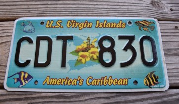 US Virgin Islands America's Caribbean License Plate Tropical Fish 