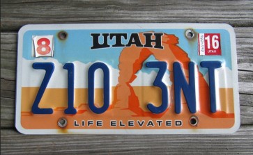 Utah Arch Life Elevated License Plate 2016