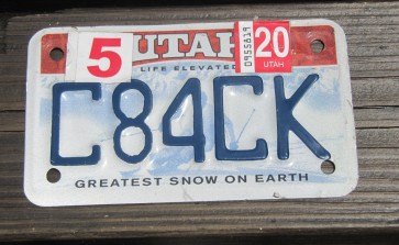 Utah Motorcycle License Plate Life Elevated Greatest Snow On Earth 2020