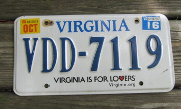 Virginia is For Lovers License Plate. 2016 Virginia.org 