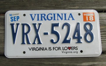 Virginia is For Lovers License Plate. 2018 Virginia.org 
