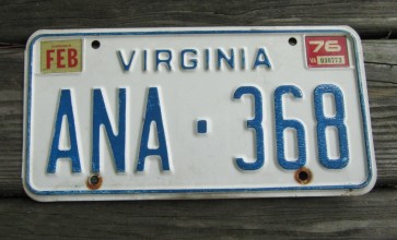 Virginia Blue Border License Plate 1976
