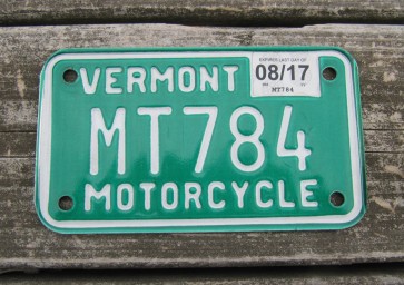 Vermont Motorcycle License Plate Green White 2017