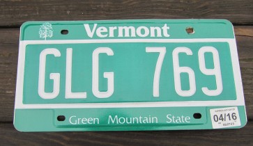Vermont Green Mountain State License Plate 2016 GLG 769