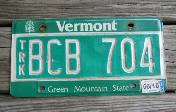 Vermont Green Mountain State License Plate 2010