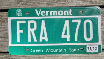 Vermont Green Mountain State License Plate 2013