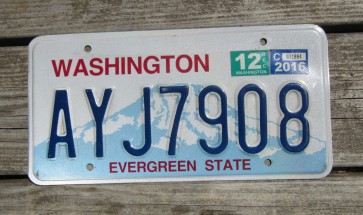 Washington Mt Rainier License Plate 2016