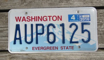 Washington Mt Rainier License Plate 2016