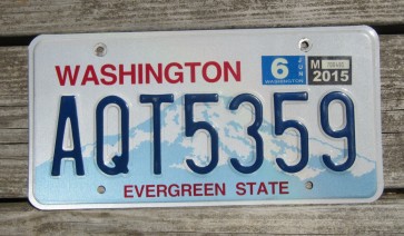 Washington Mt Rainier License Plate 2015