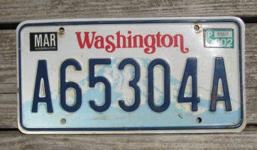 Washington Mt Rainier License Plate Embossed Border 2002