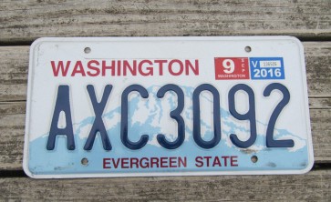 Washington Mt Rainier License Plate 2016