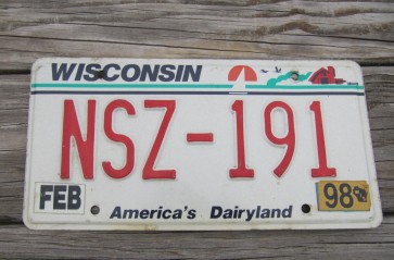 Wisconsin America's Dairyland License Plate 1998