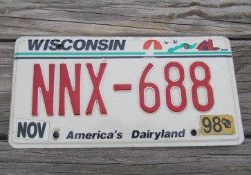 Wisconsin America's Dairyland License Plate 1998
